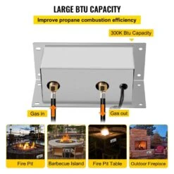 Fire Pit Gas Burner Spark Ignition Kit 300K BTU Fire Pit Ignition System Stainless Steel Fire Pit Igniter With Key Valve -Vevor silver vevor accessories rqtz9bx68yji59vk9v0 4f 1000