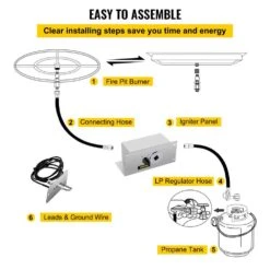 Fire Pit Gas Burner Spark Ignition Kit 300K BTU Fire Pit Ignition System Stainless Steel Fire Pit Igniter With Key Valve -Vevor silver vevor accessories rqtz9bx68yji59vk9v0 fa 1000