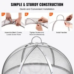 Firepit Spark Screen Lid 30 In. Dia. Outdoor Firepit Ring Cover Round Accessories Fire Pit Metal Cover -Vevor silver vevor fire pit covers and accessories hkwz201bxgqxt4q0kv0 44 1000