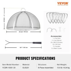 Firepit Spark Screen Lid 30 In. Dia. Outdoor Firepit Ring Cover Round Accessories Fire Pit Metal Cover -Vevor silver vevor fire pit covers and accessories hkwz201bxgqxt4q0kv0 76 1000