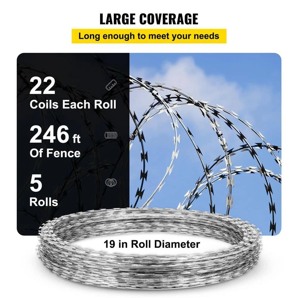 Razor Wire 246 Ft. Galvanized Barbed Wire Razor Ribbon Barbed Wire 5 Coils 49 Ft. Per Roll Garden Fence 6 Razor Wire 246 Ft. Galvanized Barbed Wire Razor Ribbon Barbed Wire 5 Coils 49 Ft. Per Roll Garden Fence - Image 4