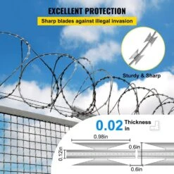 Razor Wire 246 Ft. Galvanized Barbed Wire Razor Ribbon Barbed Wire 5 Coils 49 Ft. Per Roll Garden Fence 14 Razor Wire 246 Ft. Galvanized Barbed Wire Razor Ribbon Barbed Wire 5 Coils 49 Ft. Per Roll Garden Fence -Vevor silver vevor garden fencing 5pcs15mjssw000001v0 44 1000