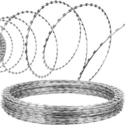 Razor Wire 246 Ft. Galvanized Barbed Wire Razor Ribbon Barbed Wire 5 Coils 49 Ft. Per Roll Garden Fence