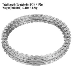 Razor Wire 246 Ft. Galvanized Barbed Wire Razor Ribbon Barbed Wire 5 Coils 49 Ft. Per Roll Garden Fence 16 Razor Wire 246 Ft. Galvanized Barbed Wire Razor Ribbon Barbed Wire 5 Coils 49 Ft. Per Roll Garden Fence -Vevor silver vevor garden fencing 5pcs15mjssw000001v0 76 1000