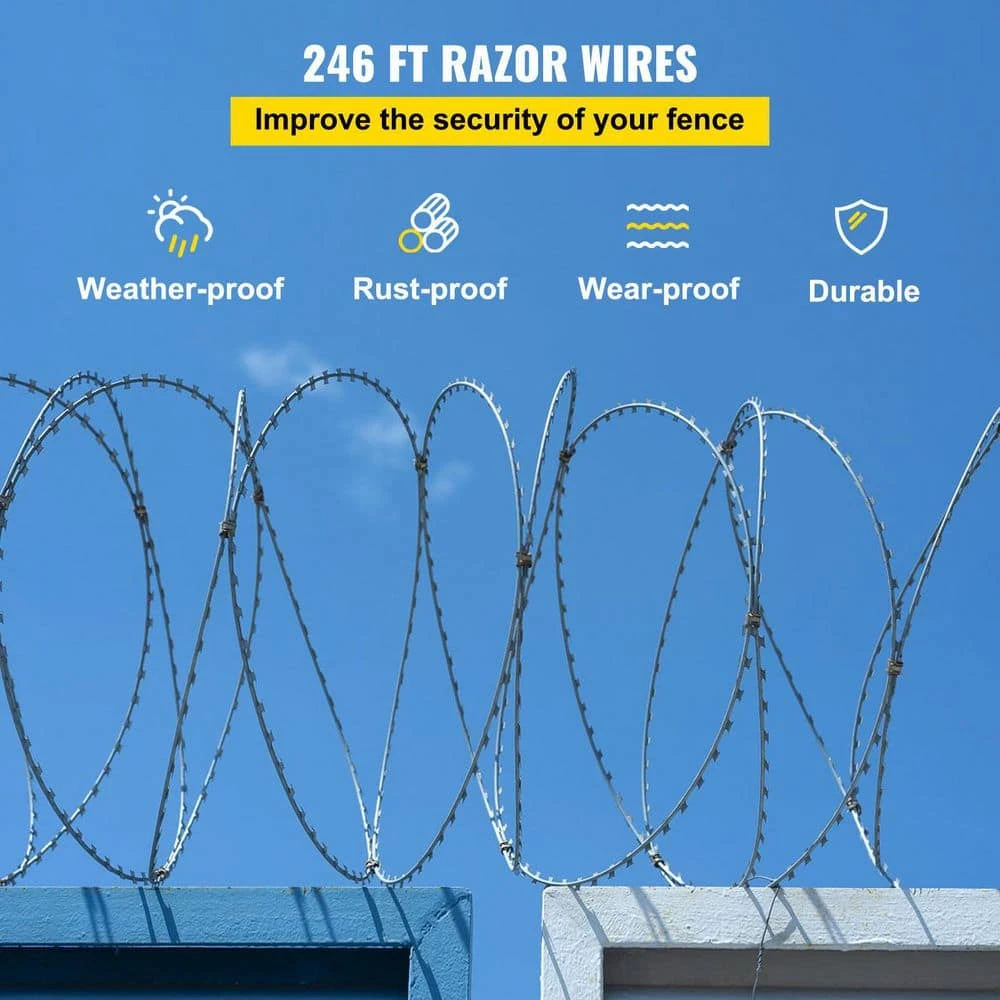Razor Wire 246 Ft. Galvanized Barbed Wire Razor Ribbon Barbed Wire 5 Coils 49 Ft. Per Roll Garden Fence 4 Razor Wire 246 Ft. Galvanized Barbed Wire Razor Ribbon Barbed Wire 5 Coils 49 Ft. Per Roll Garden Fence - Image 2