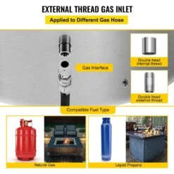 Drop In Fire Pit Pan 24 In. Square Fire Pit Burner 150 K BTU Stainless Steel Gas Fire Pan For Keeping Warm With Friends -Vevor silver vevor gas fire pits fxskhpq2424in1gfrv0 1f 1000