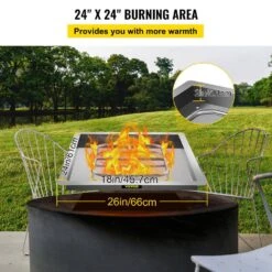 Drop In Fire Pit Pan 24 In. Square Fire Pit Burner 150 K BTU Stainless Steel Gas Fire Pan For Keeping Warm With Friends -Vevor silver vevor gas fire pits fxskhpq2424in1gfrv0 4f 1000