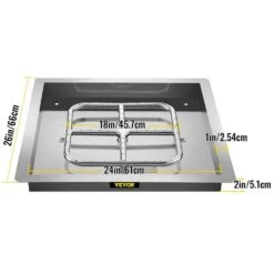 Drop In Fire Pit Pan 24 In. Square Fire Pit Burner 150 K BTU Stainless Steel Gas Fire Pan For Keeping Warm With Friends -Vevor silver vevor gas fire pits fxskhpq2424in1gfrv0 76 1000