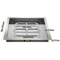 Square Fire Pit Burner Kit 36 In. Stainless Steel Gas Fire Pan 300 K BTU Drop In Fire Pit Pan With 1 Pack Volcanic Rock -Vevor silver vevor gas fire pits fxskhpq3636inkbq4v0 76 1000