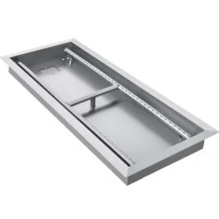 32.5 X 12.5 In. Stainless Steel Rectangular Fire Pit Pan And Burner 90 K BTU Built-in Fire Pit Pan With H-Burner