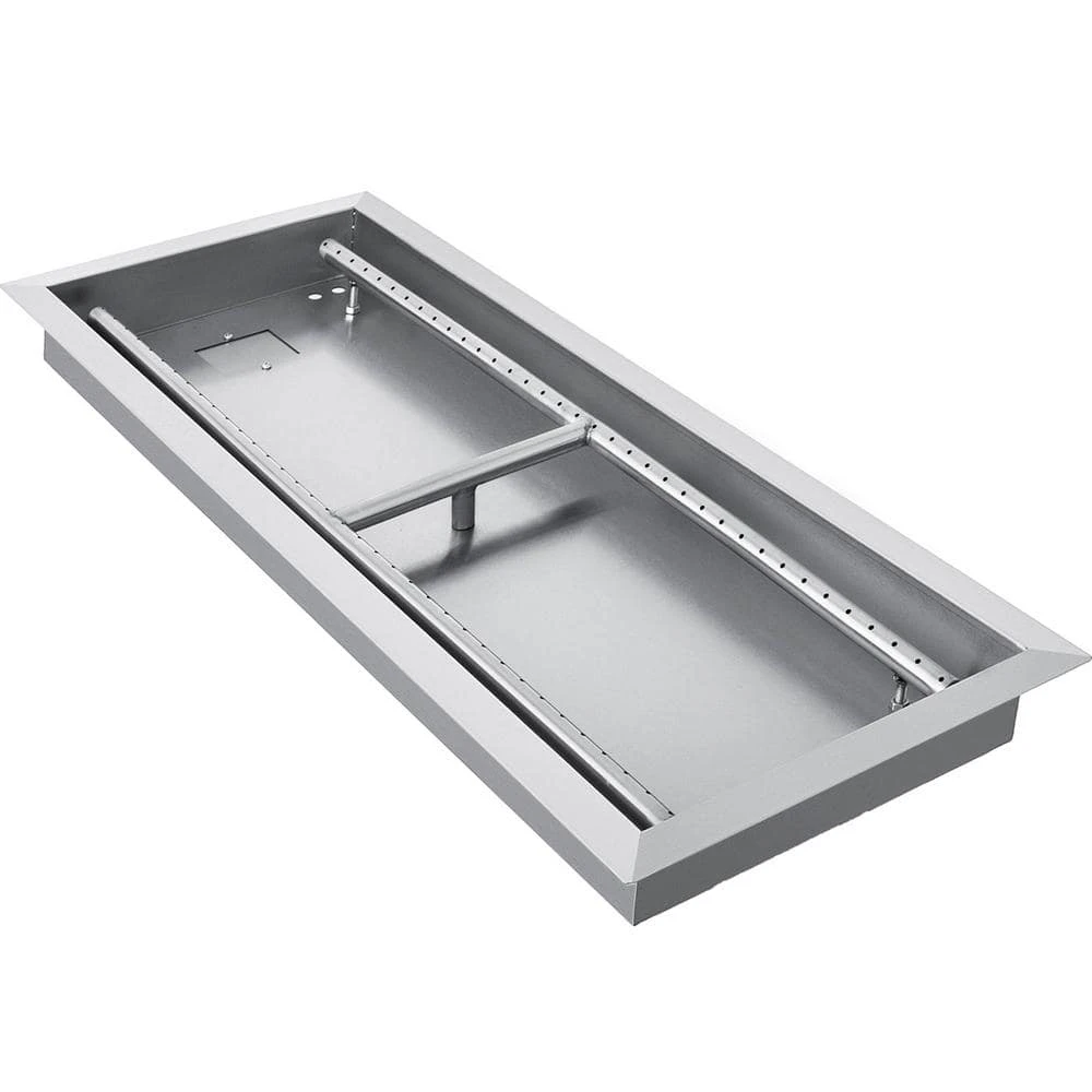 32.5 X 12.5 In. Stainless Steel Rectangular Fire Pit Pan And Burner 90 K BTU Built-in Fire Pit Pan With H-Burner 3 32.5 X 12.5 In. Stainless Steel Rectangular Fire Pit Pan And Burner 90 K BTU Built-in Fire Pit Pan With H-Burner