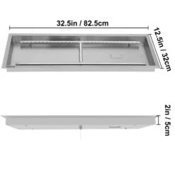 32.5 X 12.5 In. Stainless Steel Rectangular Fire Pit Pan And Burner 90 K BTU Built-in Fire Pit Pan With H-Burner 16 32.5 X 12.5 In. Stainless Steel Rectangular Fire Pit Pan And Burner 90 K BTU Built-in Fire Pit Pan With H-Burner -Vevor silver vevor gas fire pits skhp32 5x12 5x201v0 76 1000