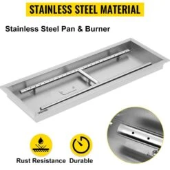 Fire Pit Pan 37.5 X 14 In. Stainless Steel Rectangular Fire Pit Pan And Burner 150 K BTU Built-in Fire Pit Pan 12 Fire Pit Pan 37.5 X 14 In. Stainless Steel Rectangular Fire Pit Pan And Burner 150 K BTU Built-in Fire Pit Pan -Vevor silver vevor gas fire pits skhp36x12x2000001v0 4f 1000