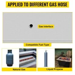 Fire Pit Pan 49 X 8 In. Stainless Steel Linear Trough Fire Pit Pan And Burner 90 K BTU Built-in Fire Pit Burner Pan -Vevor silver vevor gas fire pits skhp48x6x20000001v0 1f 1000