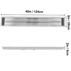 Fire Pit Pan 49 X 8 In. Stainless Steel Linear Trough Fire Pit Pan And Burner 90 K BTU Built-in Fire Pit Burner Pan -Vevor silver vevor gas fire pits skhp48x6x20000001v0 76 1000