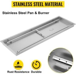 Stainless Steel Linear Trough Fire Pit Pan And Burner 49 X 16 In. Fire Pit Pan 185 K BTU Built-in Fire Pit Burner Pan 12 Stainless Steel Linear Trough Fire Pit Pan And Burner 49 X 16 In. Fire Pit Pan 185 K BTU Built-in Fire Pit Burner Pan -Vevor silver vevor gas fire pits skhp50 5x16 5x201v0 4f 1000