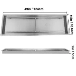 Stainless Steel Linear Trough Fire Pit Pan And Burner 49 X 16 In. Fire Pit Pan 185 K BTU Built-in Fire Pit Burner Pan 16 Stainless Steel Linear Trough Fire Pit Pan And Burner 49 X 16 In. Fire Pit Pan 185 K BTU Built-in Fire Pit Burner Pan -Vevor silver vevor gas fire pits skhp50 5x16 5x201v0 76 1000