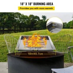 Drop In Fire Pit Pan 18 In. Square Fire Pit Burner 90 K BTU Stainless Steel Gas Fire Pan With 1 Pack Volcanic Rock -Vevor silver vevor gas fire pits skhpfxq1818in5zx4v0 4f 1000