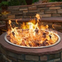 Drop In Fire Pit Pan 19 In. Round Fire Pit Burner 90 K BTU Stainless Steel Gas Fire Pan For Keeping Warm -Vevor silver vevor gas fire pits yxskhpqrs19in2u0gv0 31 1000