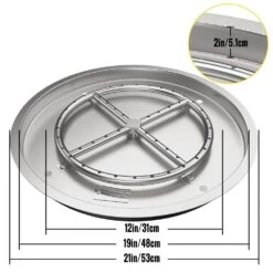 Drop In Fire Pit Pan 19 In. Round Fire Pit Burner 90 K BTU Stainless Steel Gas Fire Pan For Keeping Warm -Vevor silver vevor gas fire pits yxskhpqrs19in2u0gv0 76 1000