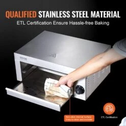Electric Countertop Pizza Oven 12 In. 1500-Watt Commercial Pizza Oven W/0-Minutes To 60-Minutes Timer Outdoor Pizza Oven -Vevor silver vevor pizza ovens ctsdpslbxg1dwglzuv1 1f 1000