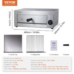 Electric Countertop Pizza Oven 12 In. 1500-Watt Commercial Pizza Oven W/0-Minutes To 60-Minutes Timer Outdoor Pizza Oven -Vevor silver vevor pizza ovens ctsdpslbxg1dwglzuv1 76 1000