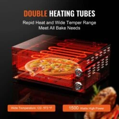 Electric Countertop Pizza Oven 12 In. 1500-Watt Commercial Pizza Oven With Adjustable Temp, Outdoor Pizza Oven -Vevor silver vevor pizza ovens ctsdpslbxg1sbxui2v1 4f 1000