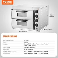 Commercial Pizza Oven Countertop, 16 In. Electric Outdoor Pizza Oven In Stainless Steel With Stone And Handle -Vevor silver vevor pizza ovens fmdrpslscsxnxr1rgv1 76 1000