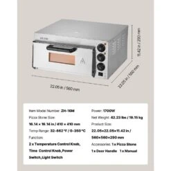 Electric Countertop Pizza Oven 16 In. 1700-Watt With Adjustable Temp And Time, Outdoor Pizza Oven -Vevor silver vevor pizza ovens tmsdpslbs117ofnenv1 76 1000