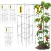 11.8 In. X 11.8 In. X 46.1 In. Tomato Cage Square Plant Support Cages Silver Steel Tomato Towers For Vegetables (5-Pack) -Vevor silver vevor tomato cages fxkzdfqzz1246265ov0 64 1000