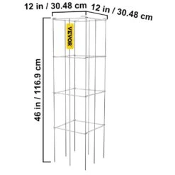 11.8 In. X 11.8 In. X 46.1 In. Tomato Cage Square Plant Support Cages Silver Steel Tomato Towers For Vegetables (5-Pack) -Vevor silver vevor tomato cages fxkzdfqzz1246265ov0 76 1000