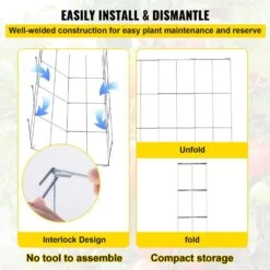 11.8 In. X 11.8 In. X 46.1 In. Tomato Cage Square Plant Support Cages Silver Steel Tomato Towers For Vegetables (5-Pack) -Vevor silver vevor tomato cages fxkzdfqzz1246265ov0 fa 1000