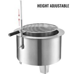 16.9 In. Dia X 15.5 In. H Stainless Steel Smokeless Fire Pit Bonfire Patio Fire Pit With Detachable Grill For Outdoor -Vevor silver vevor wood burning fire pits skhp22x22x1600001v0 4f 1000