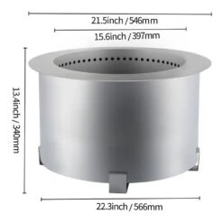 Smokeless Fire Pit 21.5 In. Outer Diameter Stove Bonfire Stainless Steel Smokeless Fire Bowl For Picnic Camping Parties -Vevor silver vevor wood burning fire pits ytsyxbxgh21 5jla4v0 76 1000