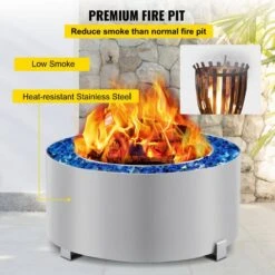 Stove Bonfire 26.7 In. Dia Stainless Steel Smokeless Fire Pit Double Wall Design Smokeless Fire Bowl For Picnic Camping -Vevor silver vevor wood burning fire pits ytsyxbxgh28 5dud9v0 1f 1000
