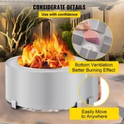 Stove Bonfire 26.7 In. Dia Stainless Steel Smokeless Fire Pit Double Wall Design Smokeless Fire Bowl For Picnic Camping -Vevor silver vevor wood burning fire pits ytsyxbxgh28 5dud9v0 fa 1000