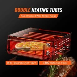 Electric Pizza Oven Countertops Outdoor Pizza Oven 12 In. 1500W With Temp Control & 0-120 Min Timer In Stainless Steel -Vevor sliver vevor pizza ovens clmdrpsldcsxbi3u5v1 4f 1000