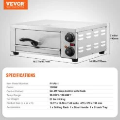 Electric Pizza Oven Countertops Outdoor Pizza Oven 12 In. 1500W With Temp Control & 0-120 Min Timer In Stainless Steel -Vevor sliver vevor pizza ovens clmdrpsldcsxbi3u5v1 76 1000