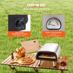 Electric Pizza Oven 12 In. Countertop Outdoor Pizza Oven Stainless Steel Pizza Maker With Pizza Stone And Spatula -Vevor sliver vevor pizza ovens gdktmsdpsldc999sev1 1f 1000