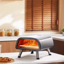 Electric Pizza Oven 12 In. Countertop Outdoor Pizza Oven Stainless Steel Pizza Maker With Pizza Stone And Spatula -Vevor sliver vevor pizza ovens gdktmsdpsldc999sev1 31 1000