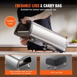 Electric Pizza Oven 12 In. Countertop Outdoor Pizza Oven Stainless Steel Pizza Maker With Pizza Stone And Spatula -Vevor sliver vevor pizza ovens gdktmsdpsldc999sev1 44 1000