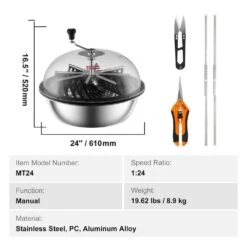 Leaf Bowl Trimmer 24 In. Trimmer Bowl Manual Bud Trimmer With Stainless-Steel Blades Cutting Leaves Buds Flowers, Sliver -Vevor specialty garden tools sdscj24ycabsjoaofv0 76 1000