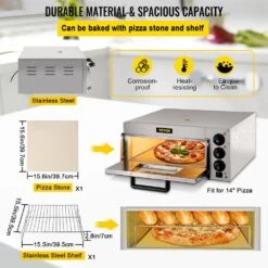 Commercial Pizza Oven 14 In. Single Deck Layer 1300-Watt Stainless Steel Electric Outdoor Pizza Oven With Stone & Shelf -Vevor stainless steel vevor pizza ovens lxbskx141110v8ifhv1 44 1000