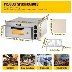 Commercial Pizza Oven 14 In. Single Deck Layer 1300-Watt Stainless Steel Electric Outdoor Pizza Oven With Stone & Shelf -Vevor stainless steel vevor pizza ovens lxbskx141110v8ifhv1 76 1000