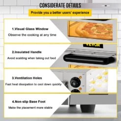 Commercial Pizza Oven 14 In. Single Deck Layer 1300-Watt Stainless Steel Electric Outdoor Pizza Oven With Stone & Shelf -Vevor stainless steel vevor pizza ovens lxbskx141110v8ifhv1 fa 1000