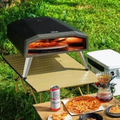 Portable Pizza Oven 13 In. Propane Powered Outdoor Pizza Oven Pizza Grill With Thickened Cordierite Pizza Stone In Black -Vevor steel vevor pizza ovens bxpslwnzwdjpwvmpwv0 31 1000