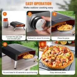Portable Pizza Oven 13 In. Propane Powered Outdoor Pizza Oven Pizza Grill With Thickened Cordierite Pizza Stone In Black -Vevor steel vevor pizza ovens bxpslwnzwdjpwvmpwv0 fa 1000