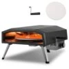 Outdoor Pizza Oven, Propane Powered, 13 In. Portable With Thickened Cordierite Pizza Stone, Waterproof Cover In Black