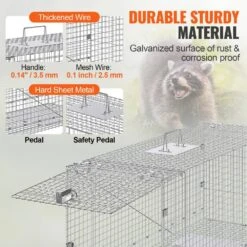 Live Animal Cage Trap 42 In. X 16 In. X 18 In. Humane Cat Trap Galvanized Iron Folding Animal Trap With Handle -Vevor traps ybl42yc00000nh9ixv0 1f 1000