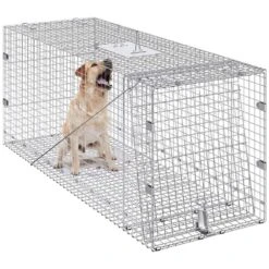 Live Animal Cage Trap 42 In. X 16 In. X 18 In. Humane Cat Trap Galvanized Iron Folding Animal Trap With Handle -Vevor traps ybl42yc00000nh9ixv0 31 1000